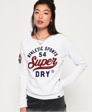 Superdry Hayden Crew Női Pulóver Fehér | FBVXG9612